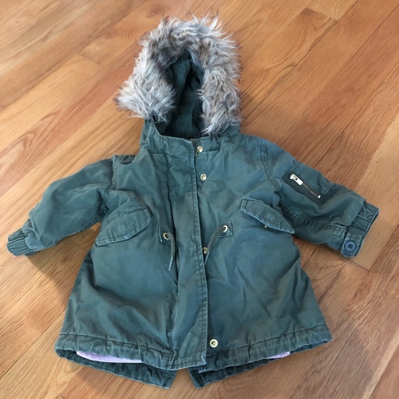 GAP Jackets & Coats Military Style Jacket With Removable Fleece Lining And Faux Fur On Hoody